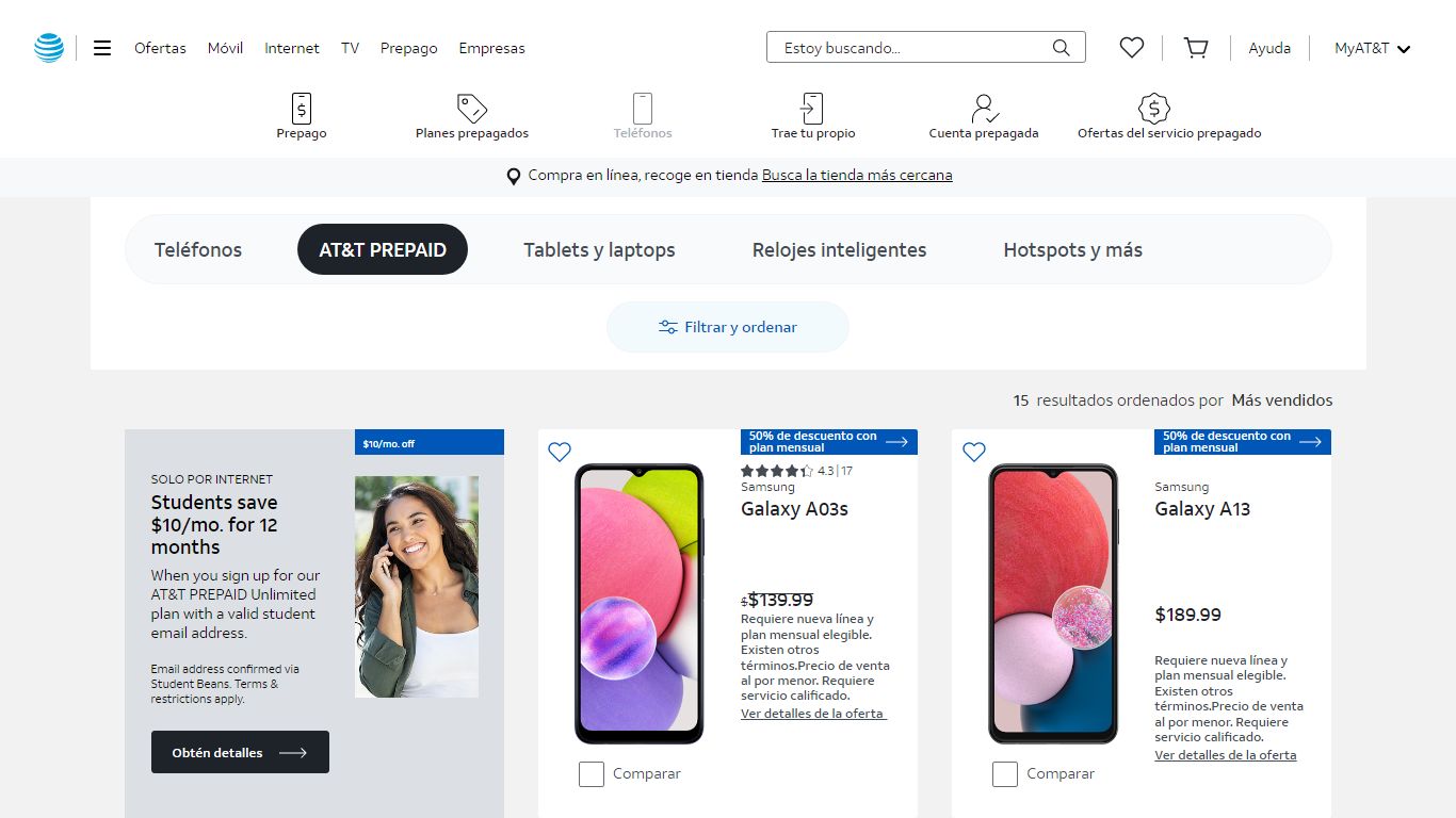 Teléfonos prepagados, teléfonos sin contrato | AT&T Prepaid